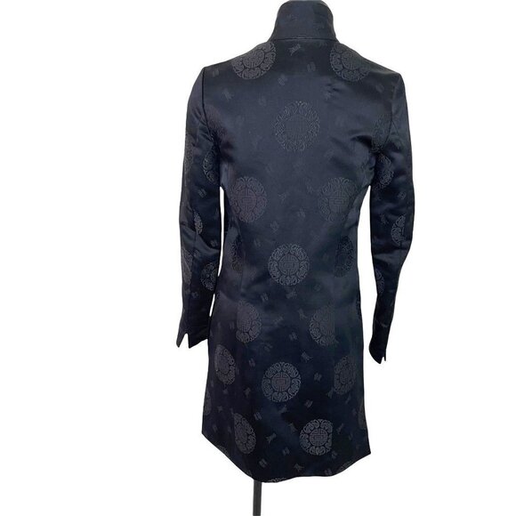 Tei Mei Shanghai Jacket Womens Vintage Asian Motif Embossed Covered Button Black - Picture 2 of 16